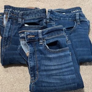 3 pairs American Eagle skinny Jeans Bundle size 8 extra long